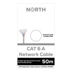 NORTH Nätverkskabel Cat6A UTP Vit 50m kontaktlös Solid 10Gb/s 500MHz 26awg CM