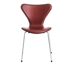 Fritz Hansen - 3107 Front Upholstered, Evergreen Coloured Ash, Chestnut Grace Leather, Chrome Base - Matstolar - Arne Jacobsen - Grön - Läder/Metall/Trä