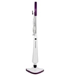 Beldray BEL0636PURWK Steam Mop – Upright Hard Floor & Carpet Steam Cleaner, Chemical Free Sanitiser Cleaning For Wood, Tile, Laminate, Rugs, Triangular Microfibre Mop Head, 1300 W, White/Purple