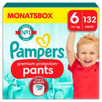 Pampers Premium Protection Pants, koko 6, 15kg+, kuukausipakkaus (1x 132 vaippaa).