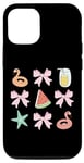 iPhone 13 Pink And Orange Flamingo Floatie Bow Summer Beach Vibes Case