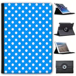 Fancy A Snuggle Blue Polka Dots Faux Leather Case Cover/Folio for the New Apple iPad 9.7" (2018 Version)