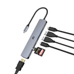 Hub USB C, Adaptateur 7 en 1, Station d'accueil USB C multiport, hub USB C, Double Moniteur, Compatible avec MacBook Air/Pro, Double écran 4K HDMI