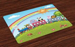 Zoo Place Mats Set of 4 Animal Train Rainbow Funny