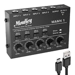 Moukey Mélangeur Audio Stéréo pour studio, 4 canaux pour clubs, bars, scène, table de mixage, guitare, basse, clavier, MAMX1