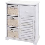 Commode HHG 676, armoire à tiroirs, tiroir panier en bois massif 80x60x30cm blanc miteux - white