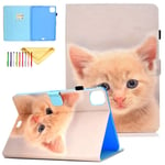 Case Compatible with iPad Pro 11 Inch 2021/2020/2018 3rd/2nd/1st Generation with Pen Holder, Uliking Magnetic Folio Multi Angle Stand Protecive Skin Cover Kids with Auto Sleep/Wake Feature, Cute Cat