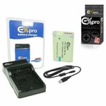 Ex-Pro EZi-Power USB Charger, Battery NB-12L & Cable for Canon LEGRIA mini X