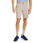 Nautica Men's Classic Fit Flat Front Stretch Solid Chino 8.5" Deck Shorts Casual, True Khaki, 38