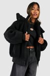 Hooded Faux Fur Zip Detail Jacket