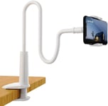 Gooseneck Tablet Holder&Cell Phone Holder, Universal Tablet Stand - 360 Adjustable Lazy Arm Holder Clamp Bracket Bed for 2020 New iPad Pro 9.7, 10.5, iPad Air mini ，4.7-11" Devices – white