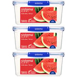 Sistema KLIP IT PLUS Food Storage Containers | 3.35 L | Leak-Proof, Stackable & Airtight Fridge/Freezer Containers with Lids | BPA-Free Plastic | Recyclable with TerraCycle® | Blue Clips | 3 Count