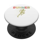 Retro Runner Marathon Running Vintage Jogging Fans PopSockets PopGrip Interchangeable