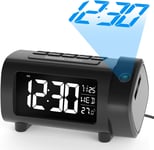 LIORQUE Projection Alarm Clock, Digital Alarm Clocks Bedside with FM Radio, Radi