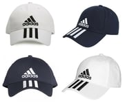 Adidas Womens Cap Baseball 3 Stripes Hats 6 Panel Sports Golf Cotton White Navy