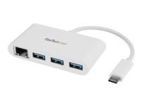 StarTech.com 3 Port USB C Hub w/ Gigabit Ethernet – USB Type C to 3 x USB-A – Multi Port USB 3.0 Hub for MacBook Pro (HB30C3A1GEA) - Hub - 3 x SuperSpeed USB 3.0 + 1 x 10/100/1000