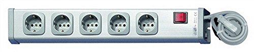 J ¿Ger 801.229 Barre multiprise 5 prises Gris L.5 m Câble H05VV-F 3 x 1 mm2 professionnel avec interrupteur