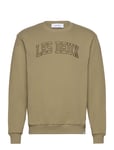 Script Sweatshirt Tops Sweat-shirts & Hoodies Sweat-shirts Khaki Green Les Deux