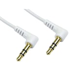 3.5mm Jack Right Angle AUX Cable Lead Stereo to Plug Headphone GOLD White 1m