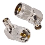 BOOBRIE 2PCS UHF PL259 Male to BNC Female Right Angle RF Coaxial Adapter UHF to BNC 90 Degree Connector PL259 to BNC Radio Adapter for Antennas, Wireless LAN Devices, Wi-Fi Radios External Antenna