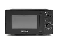 Haden 17L Black Microwave Oven - 700W, 5 Power Levels, Eco-Friendly, Easy-to-Use Manual Controls - Defrost Function - 24.5cm Glass Turntable - Compact Design