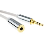 kenable PRO METAL WHITE 3.5mm Stereo Jack Headphone Extension Cable 1.5m [1.5 metres]