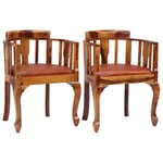 vidaXL spisebordsstole 2 stk. ægte læder og massivt sheeshamtræ