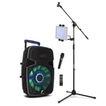 FT12JB Portable Karaoke Speaker with Wireless Microphone and Stand, Bluetooth