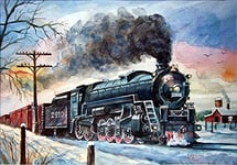 Full Drill Round Diamond Painting Kits Steam Engine Train Landscape Journey Mountains River Scenery for Adults Paint by Numbers Rhinestone Craft Canvas for Home Wall Decor 40x50cm/16×20IN(TR48)