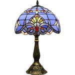 Aorsher - Lampe Tiffany Bleu et violet Style baroque En verre - Couleur lavande Ombre antique Lampe de table Socle Lampe de lecture Amoureux de