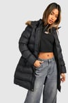 Longline Padded Faux Fur Hooded Jacket