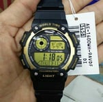 Casio AE-1400WH-9A World Time Illuminator Digital Black Resin Stopwatch Watch