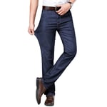 Homme Pantalon En Jeans Léger Coupe Droite Jean Stretch 5 Poches Taille Haute Effet Délavé