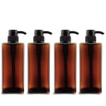 4PCS Pump Bottle, Square Pump Dispenser Bottle 22oz/650ml Refillable Bottle, to Fill Shampoo & Shower Gel for Bathroom (Brown)