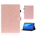 Huawei MediaPad M5 Lite 10 glitter shiny leather flip case - Rose Gold