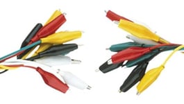 Lot de 20 pinces crocodiles noires et rouges, idéales pour fixer les câbles et les connexions électriques.