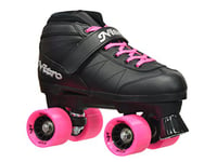 Epic Skates Super Nitro Indoor/Outdoor Quad Speed Roller Skates Black/Pink, Youth 5