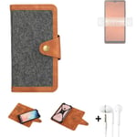 Mobile phone case + headphones for Sony Xperia Ace III Bookstyle dark grey