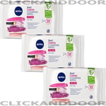 3 x NIVEA 3-in-1 CARING Cleansing Wipes for Dry Skin For face eyes 25 Wipes