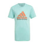 adidas Boys Aeroready Prime T-Shirt - Acid Mint/True Orange / Age 15-16 Years