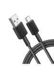 322 USB-A to USB-C Nylon cable - 1.8m - Black