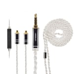MMCX Silver Plated Copper Upgrade Earphones Cable with mic and Volume Control (iOS/Android Compatible),MMCX Replacement Cable with Gold Plated 3.5mm Plug for KZ BASN Shure TIN FiiO Westone KBEAR