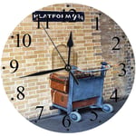 Wall Clock 12" Silent Non Ticking,Wizard,Secret Way to The Train to Magical World Wizards Station Famous Landmark Photography,Brown ,Decorative Modern Wall Clock for Living Room, Bedroom and Kitchen