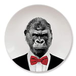 MUSTARD - Wild Dining Dinner Plate I Funny Dinner Plate I 100% Ceramic I 9-inch Plate I Funny Plate with Goofy Pet Print I Gift Idea for Students | Dishwasher Microwave and Food Safe (Gorilla)
