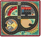 Melissa & Doug Round the Speedway Race Track Rug With 4 Race Cars (39 x 36") New