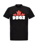 Dsquared2 Mens Maple Leaf Branded Logo Cool Fit Black T-Shirt - Size X-Large