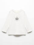 Mango Baby Little Princess Embellished T-Shirt, Natural White