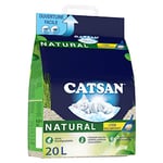 CATSAN Natural Litière Végétale Agglomérante pour Chat - Sac de 20L - Ultra Absorbante, Ne Colle Pas aux Pattes, Agréable Parfum Naturel, Biodégradable, Compostable