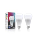 Auraglow 2.4Ghz RF Remote Controlled 6w Colour and Saturation Changing Warm and Cool White E27 LED Dimmable Light Bulb Second Generation - 60w EQV - 2 Pack