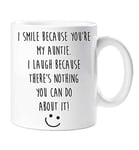 60 Second Makeover Limited Auntie Mug I Smile Because You are My Auntie and I Laugh Because There is Nothing You Can Do About It Mug